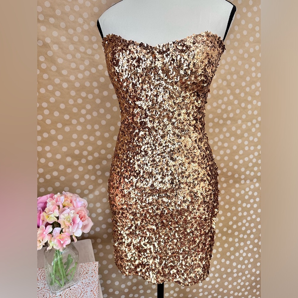 Gold Sequin Dress Size S .Party